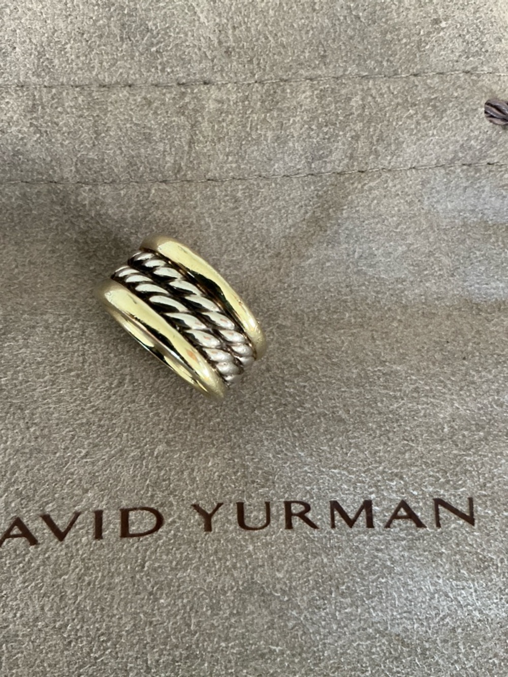 David Yurman Two-Tone Wide Cable Ring in 14kt Gold and Silver